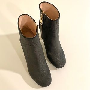 Zara | Glittered Black Heeled Booties